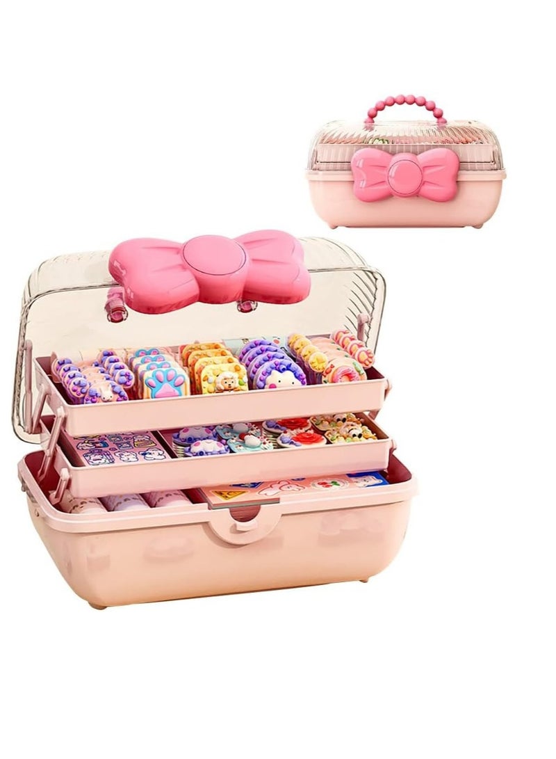 BAIG Children's Jewelry Hair Accessories Storage Box Cute Girl Hairpin Headdress Heads Rope Rubber Band Baby Princess Jewelry Box - Image 4