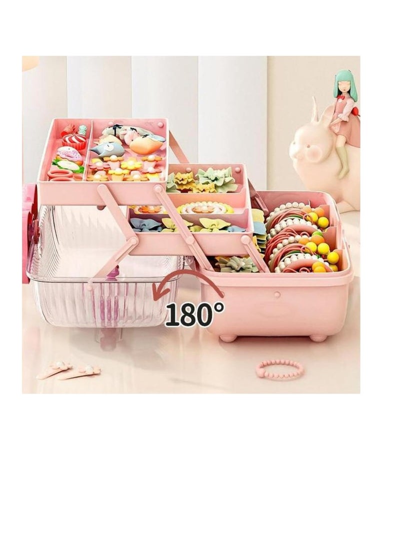 BAIG Children's Jewelry Hair Accessories Storage Box Cute Girl Hairpin Headdress Heads Rope Rubber Band Baby Princess Jewelry Box - Image 5