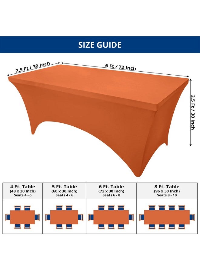 Utopia Kitchen Spandex Tablecloth 2 Pack [6FT, Orange] Tight, Fitted, Washable and Wrinkle Resistant Stretch Table Cloth Rectangle Cover for Trade Show, Weddings & Parties [72Lx30Wx30H Inch] - Image 2