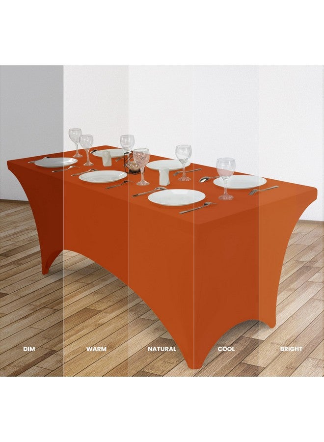 Utopia Kitchen Spandex Tablecloth 2 Pack [6FT, Orange] Tight, Fitted, Washable and Wrinkle Resistant Stretch Table Cloth Rectangle Cover for Trade Show, Weddings & Parties [72Lx30Wx30H Inch] - Image 4