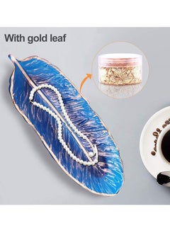 KASTWAVE Resin Tray Mould 2 PCS Epoxy Resin Craft Tray Mould Feather Jewelry Soap Dish Silicone Casting Moulds with Gold Leaf for DIY Jewelry Tray Ring Holders Candle Home Decoration  - Image 2