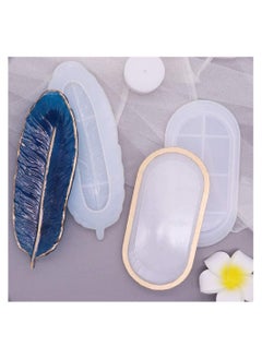 KASTWAVE Resin Tray Mould 2 PCS Epoxy Resin Craft Tray Mould Feather Jewelry Soap Dish Silicone Casting Moulds with Gold Leaf for DIY Jewelry Tray Ring Holders Candle Home Decoration  - Image 4