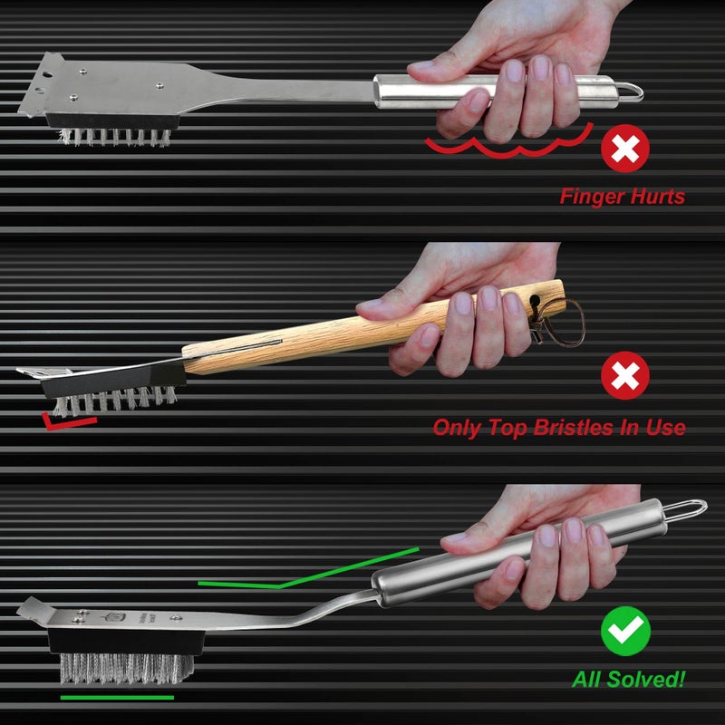 GRILLART Grill Brush and Scraper, Wire BBQ Grill Brush for Outdoor Grill, 16.5â€ Grill Cleaning Brush BBQ Grill Accessories, Safe Grill Cleaner Brush-Ideal Gift for Men/Dad BBQ Brush for Grill Cleaning - Image 4