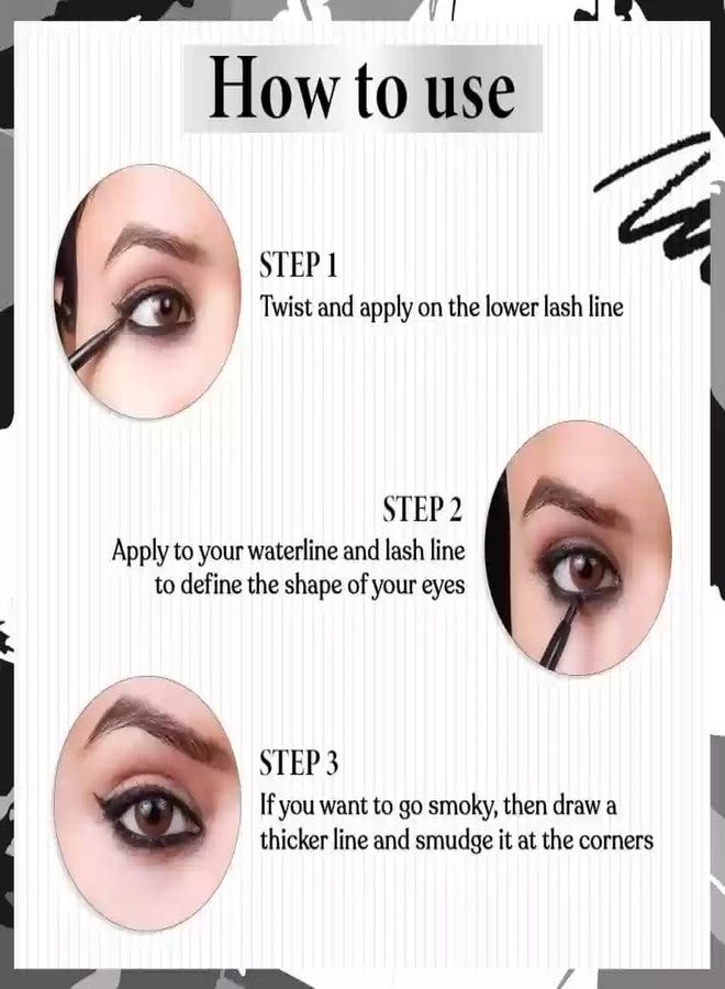 EVE-N Matte Finish, Bold Black, Smudge Proof, Water Proof, Twist Up Format, One Swipe Application Pack Of 12 (3.2g *12) - Image 4