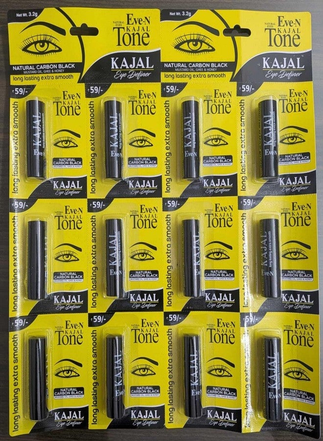 EVE-N Matte Finish, Bold Black, Smudge Proof, Water Proof, Twist Up Format, One Swipe Application Pack Of 12 (3.2g *12) - Image 1