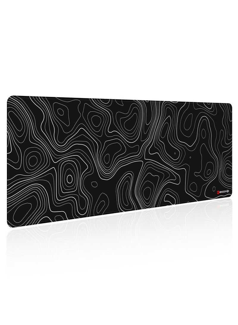 لوحة ماوس كبيرة، لوحة ماوس ألعاب ممتدة، قاعدة مطاطية مضادة للانزلاق، وسادة ماوس مكتبية، سطح مكتب، سطح أملس من القماش، وسادات ماوس للوحة المفاتيح لأجهزة الكمبيوتر (800 * 300 * 3 مم) أسود - Image 1