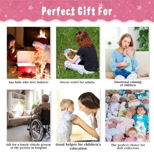 Vollence 14 inch Full Body Silicone Baby Dolls with Magnetic Mouth, Not Vinyl Dolls, Realistic Newborn Silicone Baby Dolls Gifts for Kids,Birthday Gifts Stress Relief for Adults - Girl - Image 5
