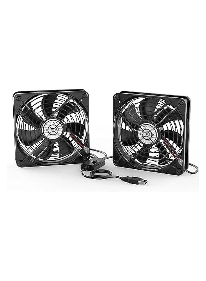 erorex PC Fans 140mm 5V 2 In 1 Desk USB Cooling Fan 3-Degree Speed Switch Portable Home Office Fans Metal USB Powered Cooling Fan for Laptop/TV Box/AV cabint/PS4/Router  - Image 1