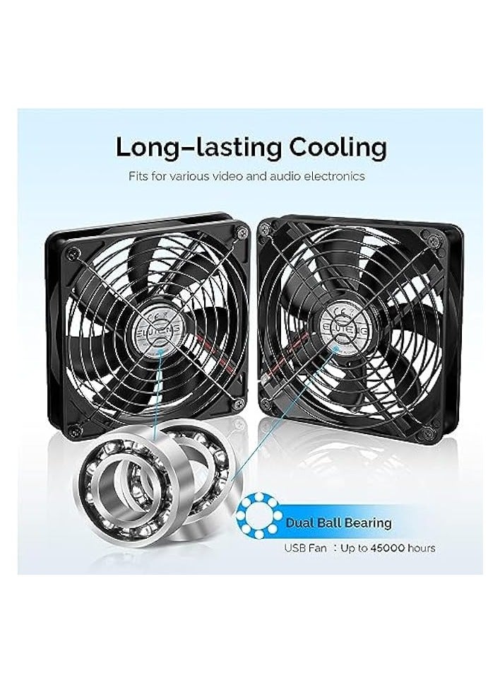 erorex PC Fans 140mm 5V 2 In 1 Desk USB Cooling Fan 3-Degree Speed Switch Portable Home Office Fans Metal USB Powered Cooling Fan for Laptop/TV Box/AV cabint/PS4/Router  - Image 2