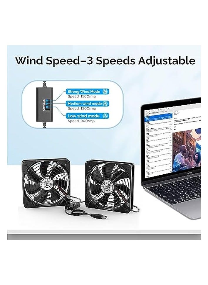 erorex PC Fans 140mm 5V 2 In 1 Desk USB Cooling Fan 3-Degree Speed Switch Portable Home Office Fans Metal USB Powered Cooling Fan for Laptop/TV Box/AV cabint/PS4/Router  - Image 3