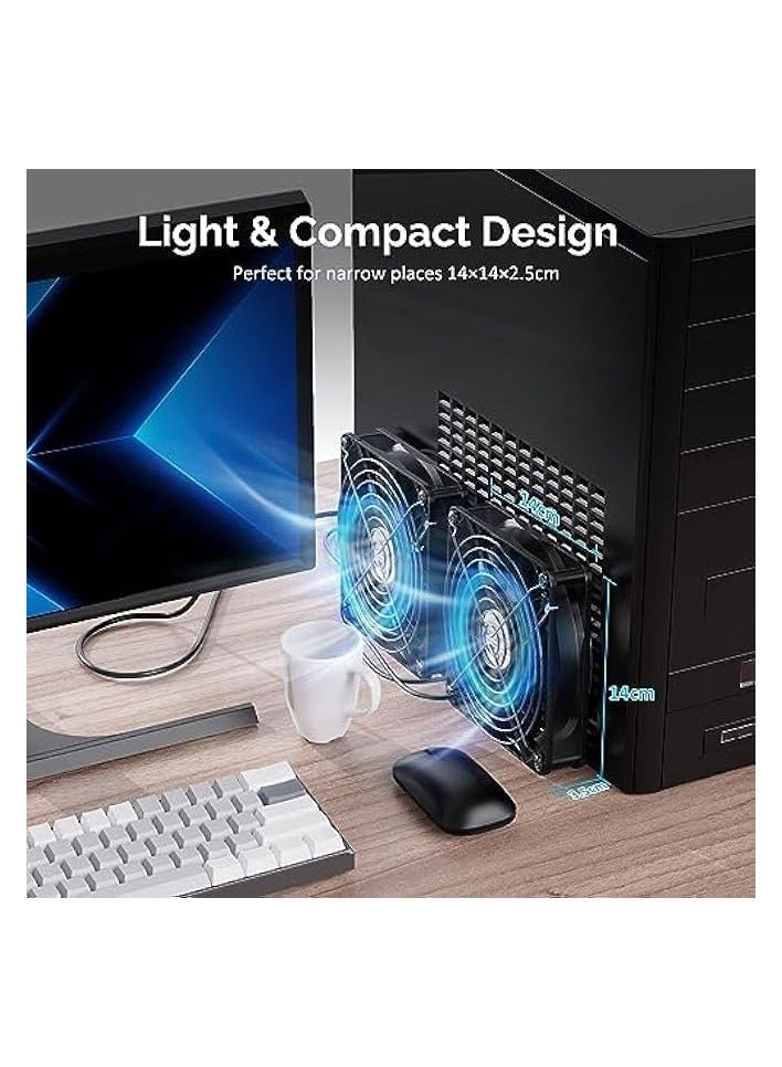 erorex PC Fans 140mm 5V 2 In 1 Desk USB Cooling Fan 3-Degree Speed Switch Portable Home Office Fans Metal USB Powered Cooling Fan for Laptop/TV Box/AV cabint/PS4/Router  - Image 4