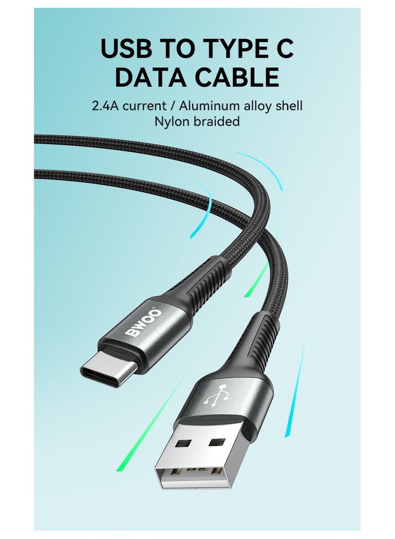 بوو كابل بيانات شحن سريع من USB-A إلى Type-C بطول 1 متر، أسود - Image 4