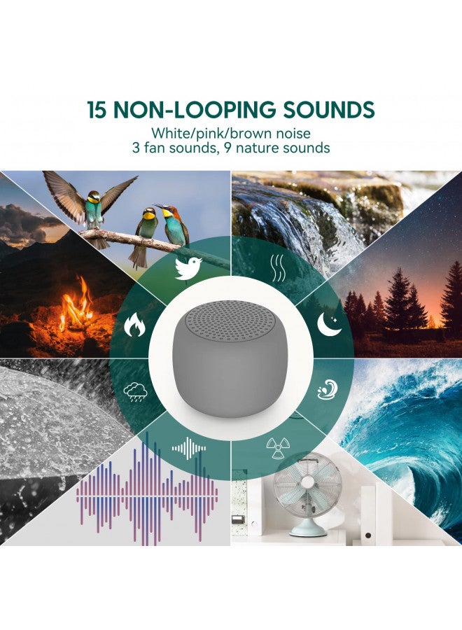BABELIO White Noise Machine Babelio Mini Sound Machine for Adults Kids Baby | 15 Non-looping Sounds | Timer | Easy to Pocket and Travel - Gray  - Image 3