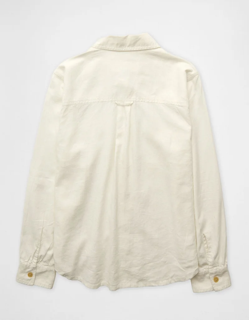 American Eagle  AE Linen-Blend Button-Up Shirt for Women | Best Price UAE