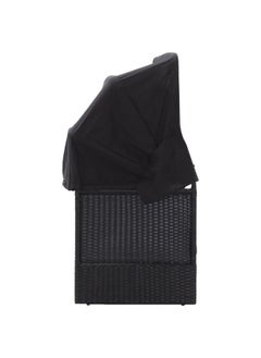 vidaxl vidaXL Outdoor Sofa Bed with Canopy Poly Rattan Black  - Image 2