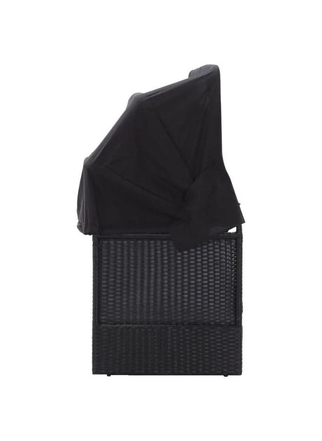 vidaxl - vidaXL Outdoor Sofa Bed with Canopy Poly Rattan Black - Image 1