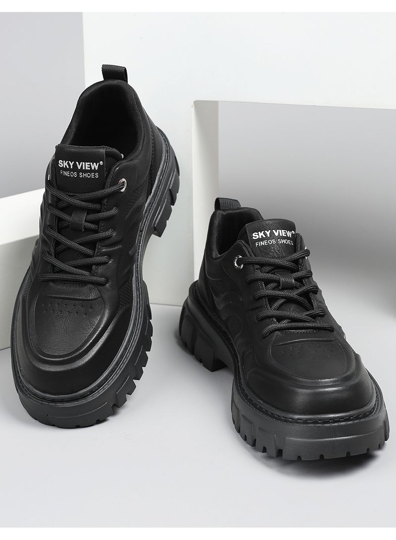 Sky View SKY VIEW Men's Fashion Shoes Low Top Platform Light Martin Boots Casual Athletic Hiking Shoes Chunky Walking Sneakers For Men Black-03  - Image 2