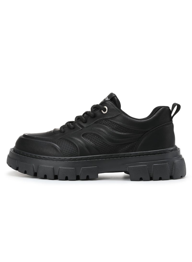 Sky View SKY VIEW Men's Fashion Shoes Low Top Platform Light Martin Boots Casual Athletic Hiking Shoes Chunky Walking Sneakers For Men Black-03  - Image 4