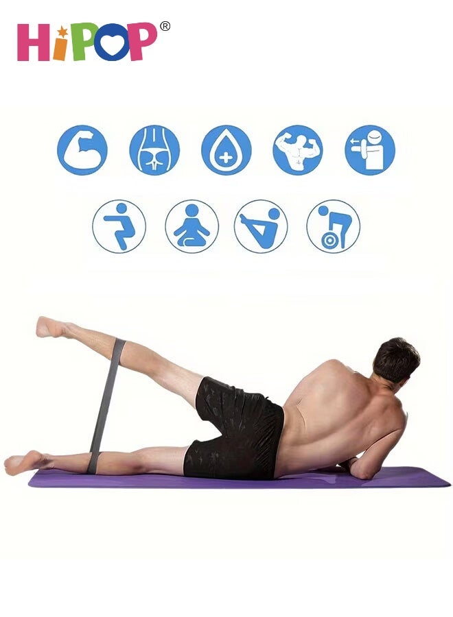 طقم أشرطة مقاومة مكون من 5 قطع للنساء والرجال، طقم أشرطة تمارين محمولة مع 5 مستويات مقاومة، أشرطة دائرية للياقة البدنية للتمارين المنزلية وصالة الألعاب الرياضية واليوغا والبيلاتس (رمادي) - view 5