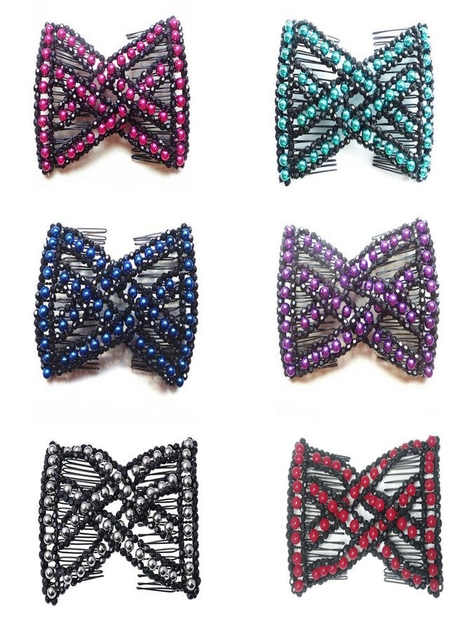 LOVEF Easy combs 6 Pcs Beaded Hair Comb Random color Stretch available - Image 1