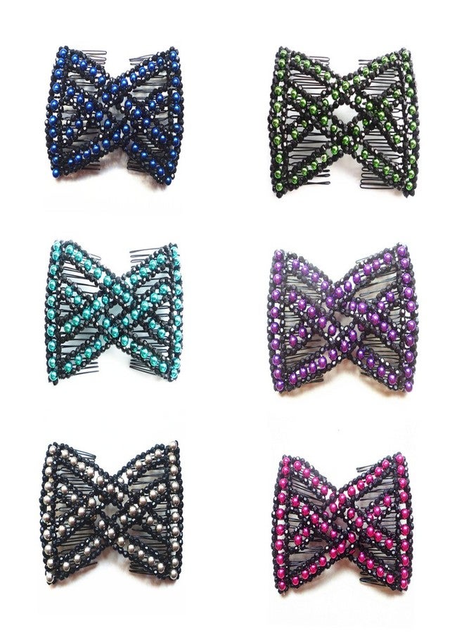 LOVEF Easy combs 6 Pcs Beaded Hair Comb Random color Stretch available - Image 2