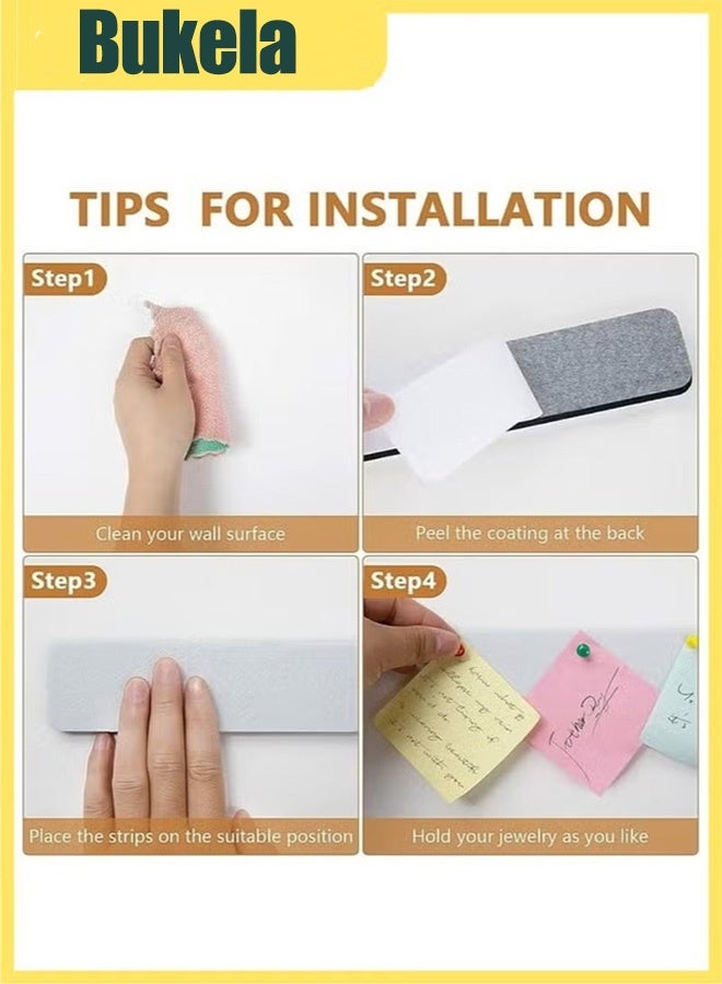كيلا مجموعة من 5 شرائط لوحة إعلانات، شريط لوحة دبابيس من اللباد مع 50 دبوس دفع، لوحة إعلانات ذاتية اللصق من اللباد لتزيين الحائط في المكتب والمدرسة والمنزل، لتنظيم المذكرات والصور والعرض - Image 3
