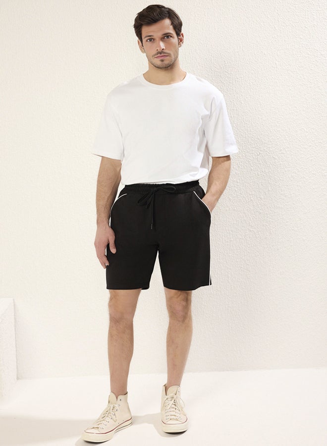 trendyol Black Regular Cut Piping Shorts & Bermuda - Image 1
