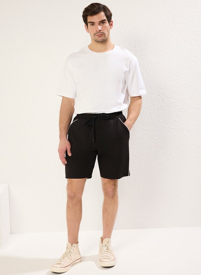 trendyol Black Regular Cut Piping Shorts & Bermuda - Image 4
