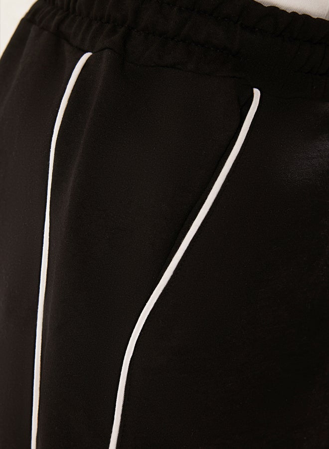 Black Regular Cut Piping Shorts & Bermuda