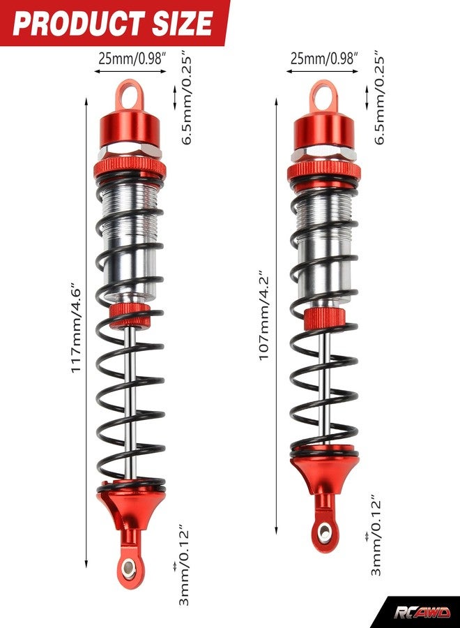 RCAWD Heavy-Duty Full Metal Front and Rear Shock Absorbers for ARRMA 1/10 GORGON 4X2(Red) - Image 3