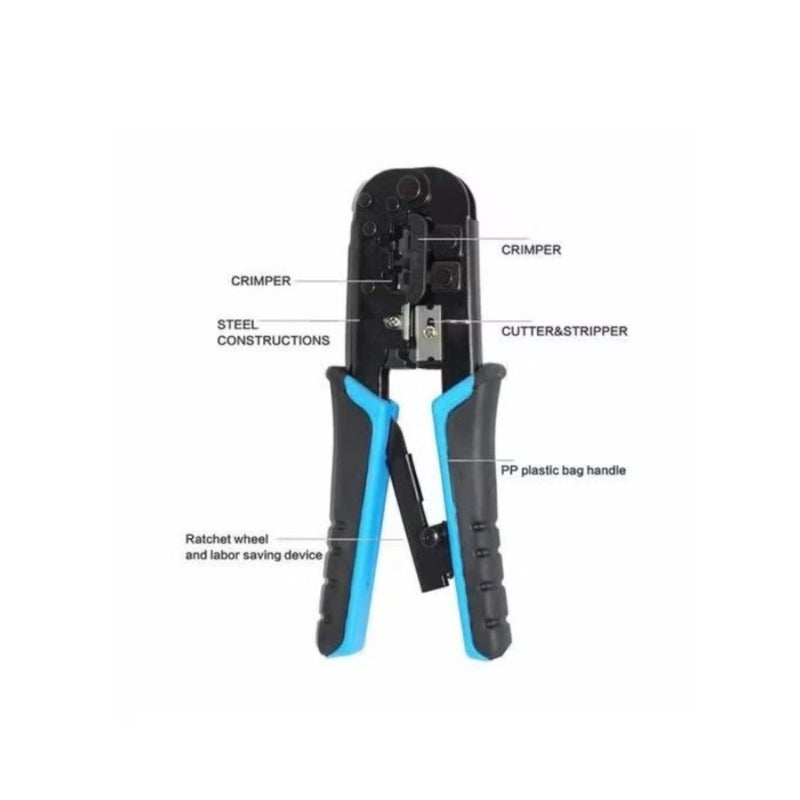 link HT‑568 RJ Tool – Compact RJ45/RJ11/RJ12 Crimp & Strip Tool, Pass‑Through Ethernet Crimper with Integrated Cutter - Image 2