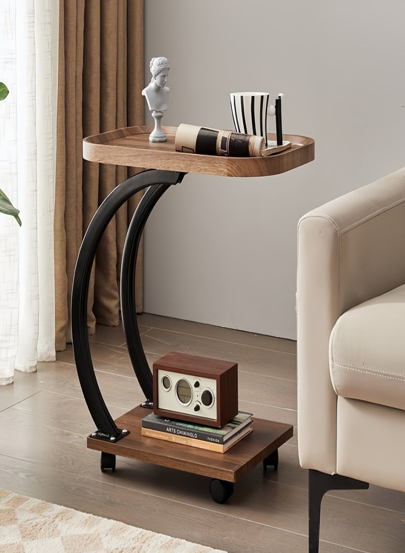 Gasin Nordic style two-layer large coffee table with wheels sofa side table living room coffee table 52*34*60CM  - Image 1