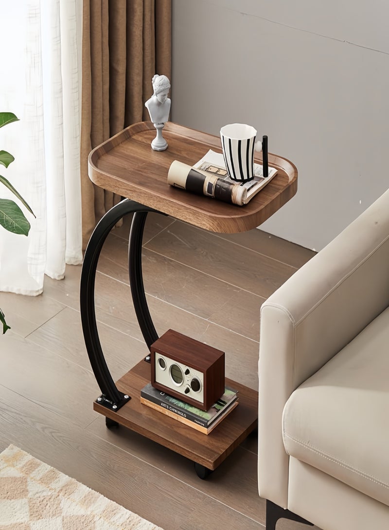 Gasin Nordic style two-layer large coffee table with wheels sofa side table living room coffee table 52*34*60CM  - Image 2