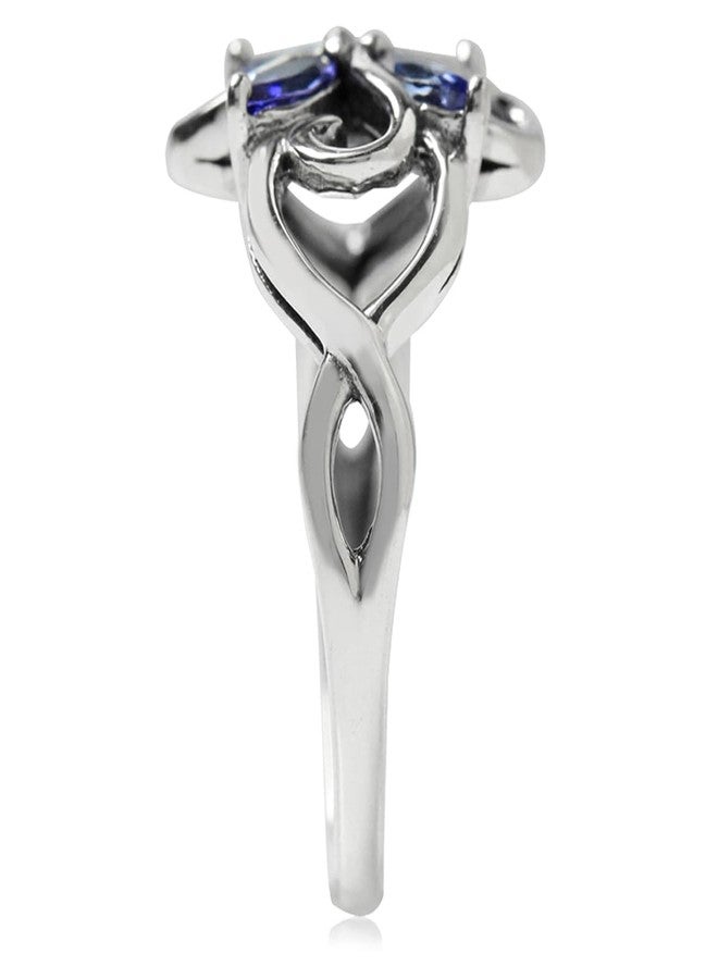 Silvershake Genuine Tanzanite 925 Sterling Silver Victorian Style Flower Ring Size 7.5 - Image 4