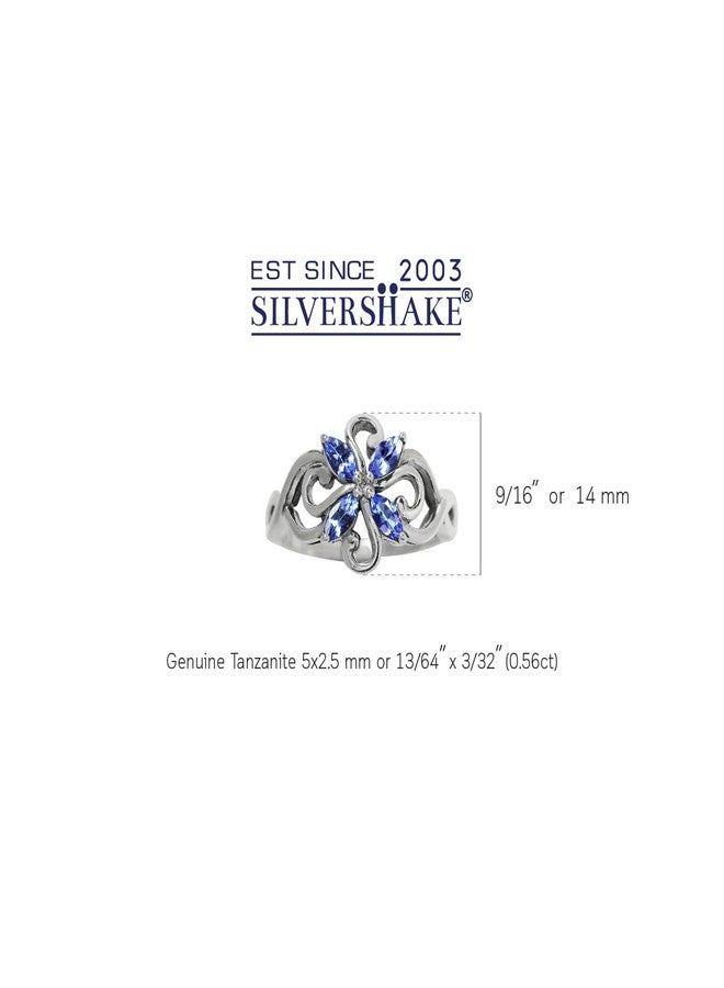 Silvershake Genuine Tanzanite 925 Sterling Silver Victorian Style Flower Ring Size 7.5 - Image 3