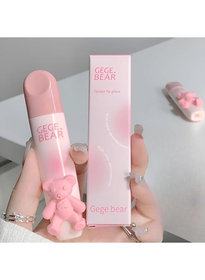 دب جيجي أحمر شفاه Gege Bear بلمسة مطفية ناعمة | تركيبة تدوم طويلاً وتمنح تغطية كاملة | ألوان غنية وعالية الصبغة تشمل درجات التوت والمرجاني والبني المحمر | أداة تطبيق ناعمة ورقيقة | مقاوم للتلطخ والثبات العالي (لا يطبع) | عبوة جذابة بتصميم دب ثلاثي الأبعاد | احصلي على إطلالة شفاه مميزة وجذابة بكل سهولة (الدرجة 04# Ten Degrees - بني محمر، 2.5 جم) - Image 1