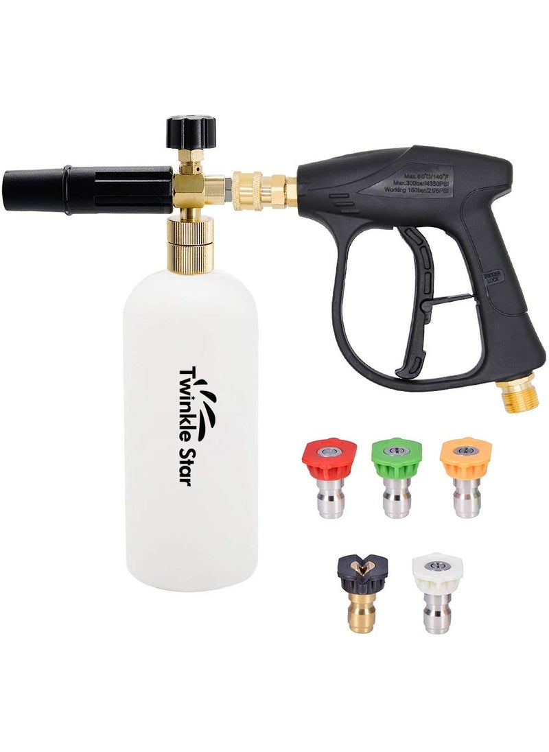 Twinkle Star Twinkle Star Pressure Washer Gun Snow Foam Lance, with 1/4 Inch Quick Connector, 5 Pressure Washer Nozzle Tip, 1 Liter  - Image 1