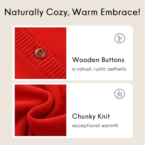 BINIDUCKLING Big Boys Girls Cardigan Sweater 9-10 Years Red - Image 2