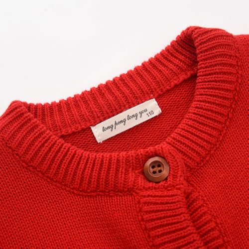 BINIDUCKLING Big Boys Girls Cardigan Sweater 9-10 Years Red - Image 5