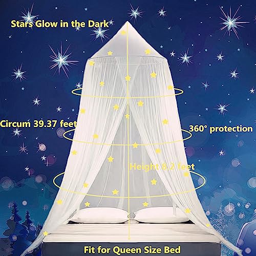 Eimilaly Stars Bed Canopy Glow in The Dark, Bed Canopy for Girls Mosquito Net, Princess Canopy for Girls Bed Room Decor, Green - Image 5