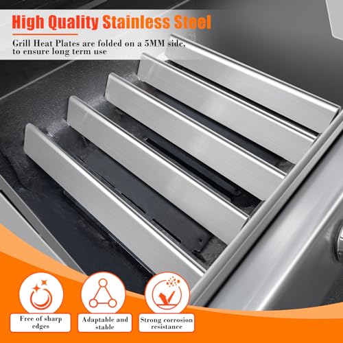 GRISUN 17.5 inch 7620 Flavorizer Bars for Weber Genesis 300 Series with Front Control Knobs Gas Grill, Heat Plates Deflectors for Genesis E310 E320 E330 S310 S320 S330, Heavy Duty, 304 Stainless Steel, 7620 - Image 3