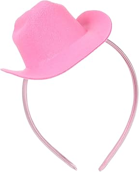 Healeved Pink Mini Cowgirl Hat Headband Adjustable Polyester Cowboy Hat for Women Cute and Breathable Perfect for Party Dress up and Carnival - Image 1