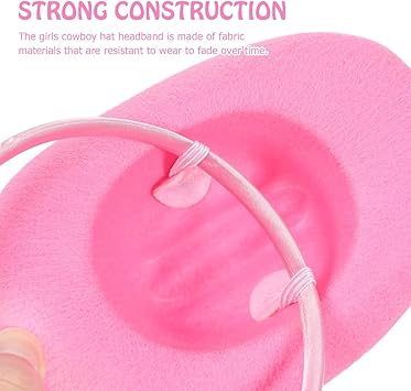 Healeved Pink Mini Cowgirl Hat Headband Adjustable Polyester Cowboy Hat for Women Cute and Breathable Perfect for Party Dress up and Carnival - Image 5