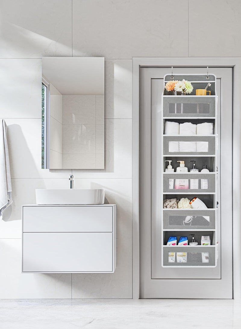 كيلا منظم تخزين فوق الباب، منظم باب معلق بخمسة رفوف مع 5 جيوب بسعة كبيرة، مضاد للإمالة، حمولة 44 رطل، تخزين خلف الباب لغرفة النوم والحمام والمخزن وغرفة الأطفال (رمادي) - Image 2