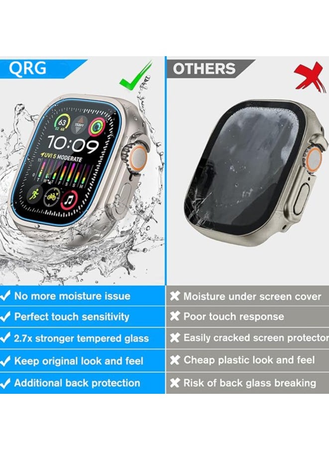 Soft silicone TPU screen protector for Apple Watch series 7/8/9 45mm, sturdy bumper thin frame + 9H tempered glass film +PC back cover, [stylish][waterproof], Natural Titanium  - Image 2