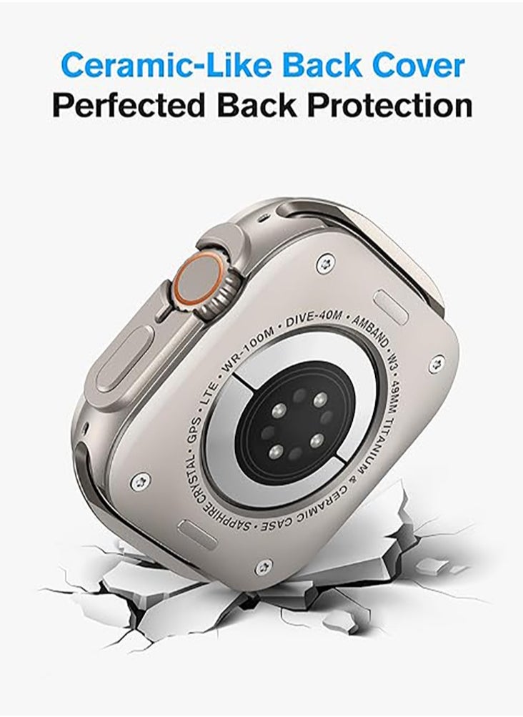 Soft silicone TPU screen protector for Apple Watch series 7/8/9 45mm, sturdy bumper thin frame + 9H tempered glass film +PC back cover, [stylish][waterproof], Natural Titanium  - Image 4