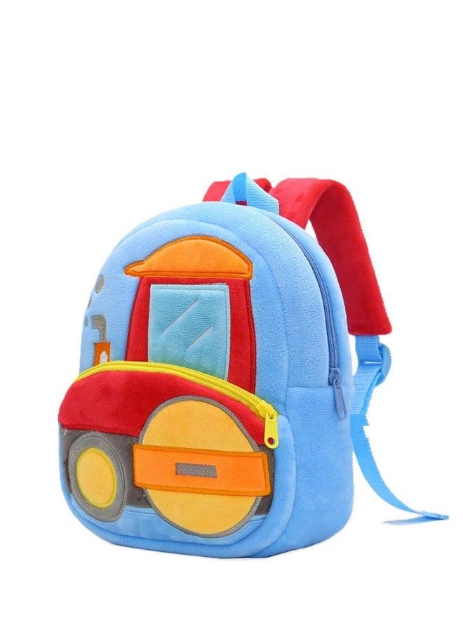 blue tree School Bag for Cute Kids for (1-6 Years), Preschool Soft Plush Roller Bag for Toddlers, Embroidery Designs Mini Cartoon Backpack for Boys - Image 3