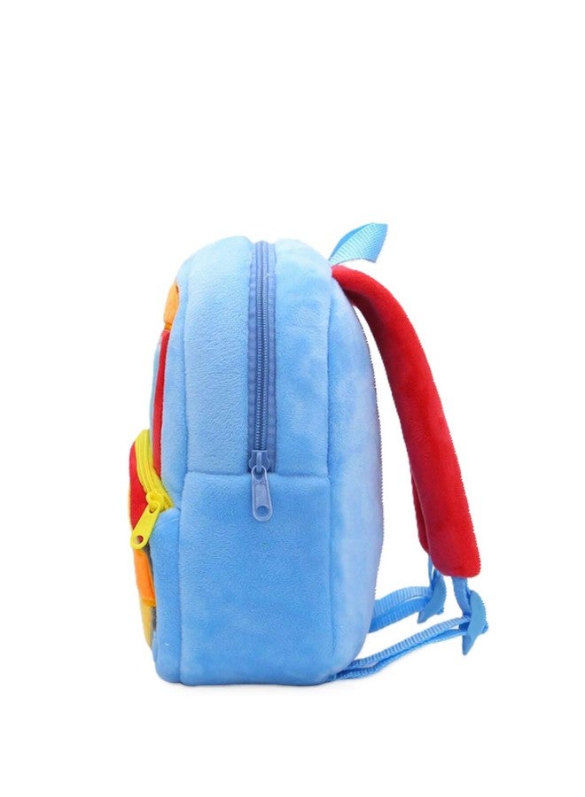 blue tree School Bag for Cute Kids for (1-6 Years), Preschool Soft Plush Roller Bag for Toddlers, Embroidery Designs Mini Cartoon Backpack for Boys - Image 4