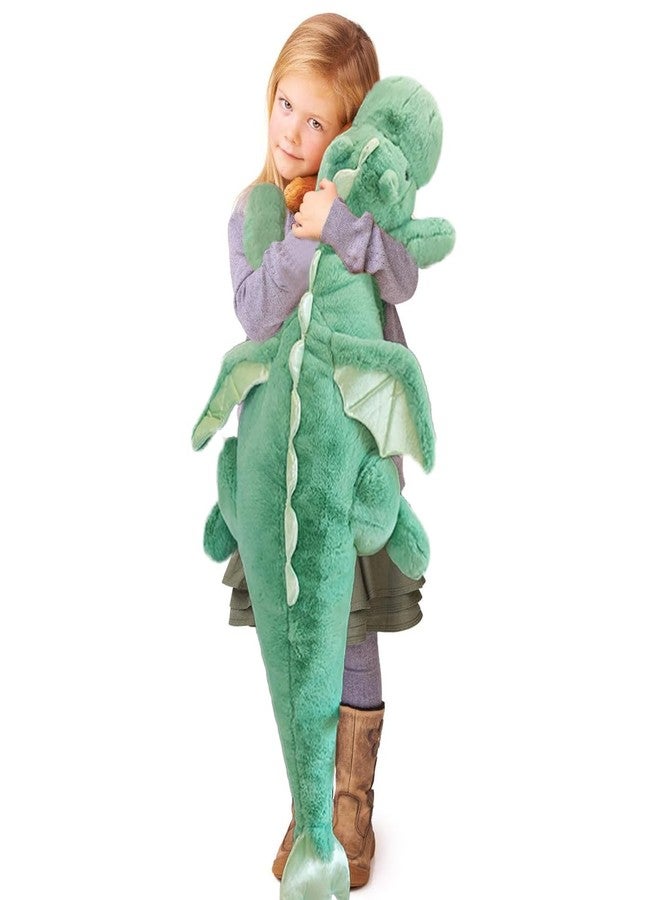 ARELUX Large 37in Cute Dragon Stuffed Animals Plush Toy,Soft Green Pterosaur Plushie Giant Fuzzy Dinosaur Pillow Plushies with Wings Cuddly for Friends Family Member - Image 1