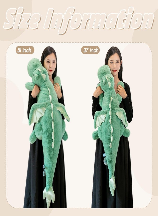 ARELUX Large 37in Cute Dragon Stuffed Animals Plush Toy,Soft Green Pterosaur Plushie Giant Fuzzy Dinosaur Pillow Plushies with Wings Cuddly for Friends Family Member - Image 5